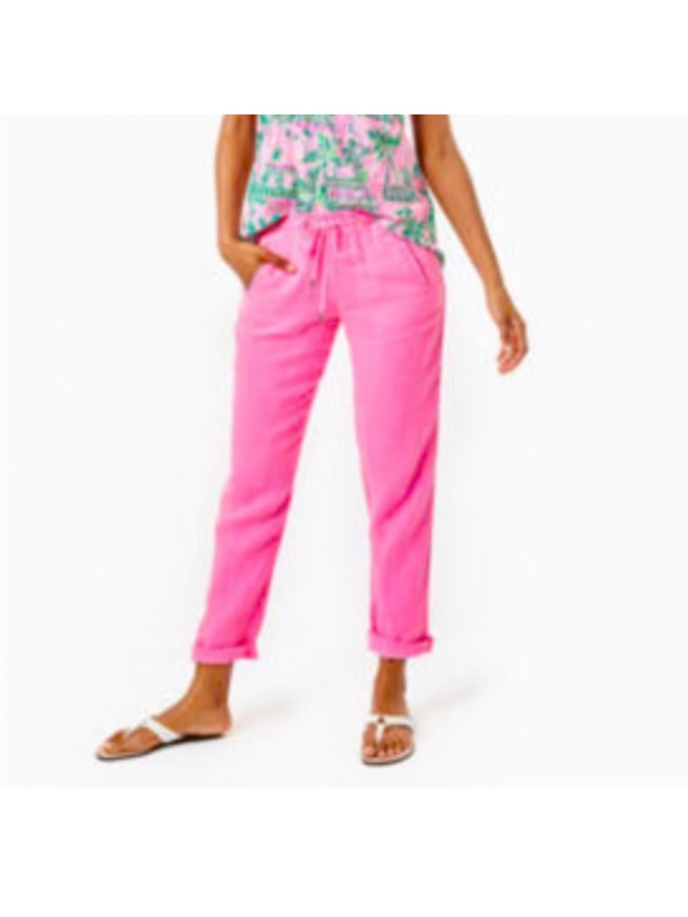 Lilly Pulitzer 31" Taron Mid-Rise Linen Pants
